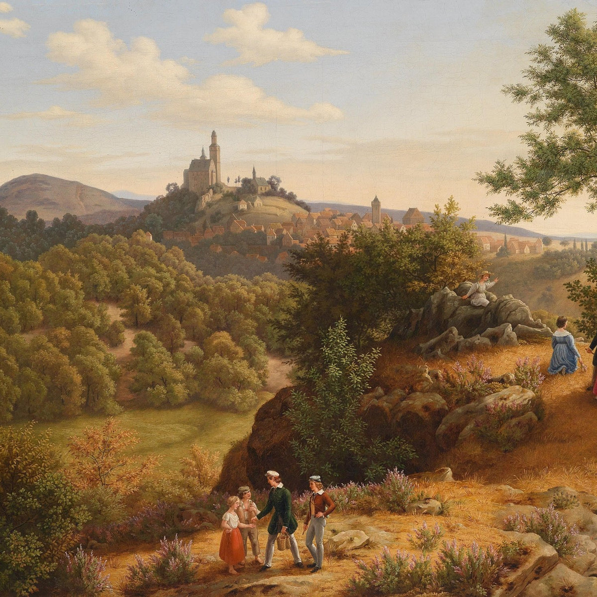 Landscape Oil Painting - Hilltop Castle & idyllic rural scenery - Oil Painting Haven