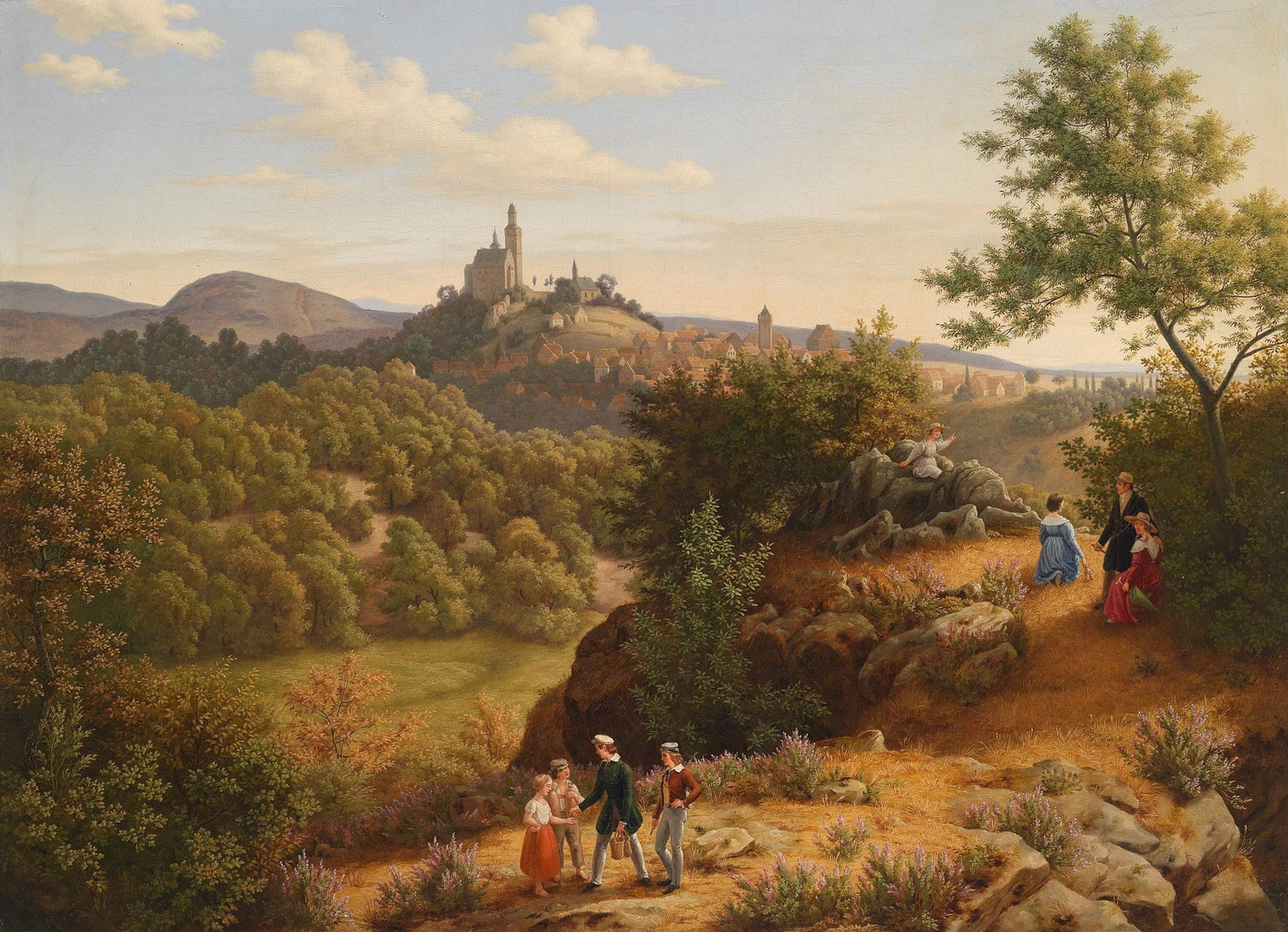 Landscape Oil Painting - Hilltop Castle & idyllic rural scenery - Oil Painting Haven