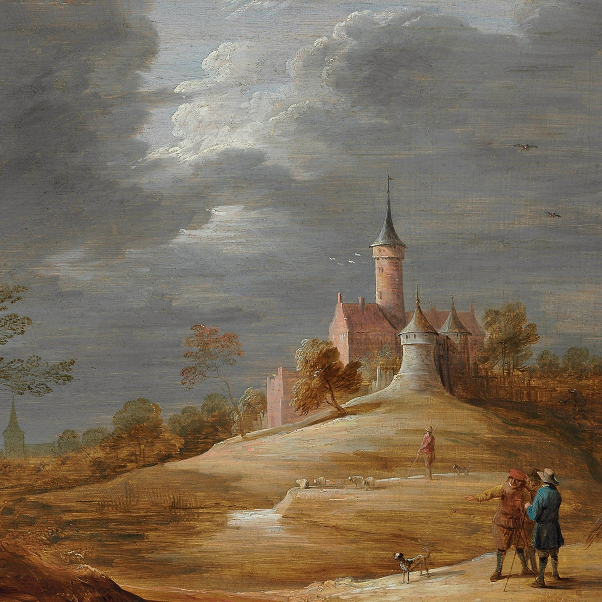 Landscape Oil Painting - Hilltop Castle under Dramatic Clouds - Oil Painting Haven