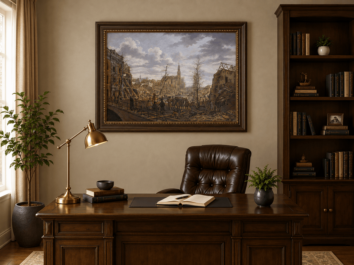 Landscape Oil Painting - Historic City Ruins with Figures
