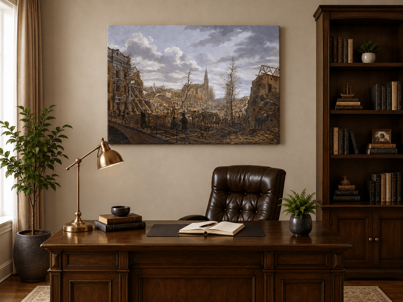 Landscape Oil Painting - Historic City Ruins with Figures