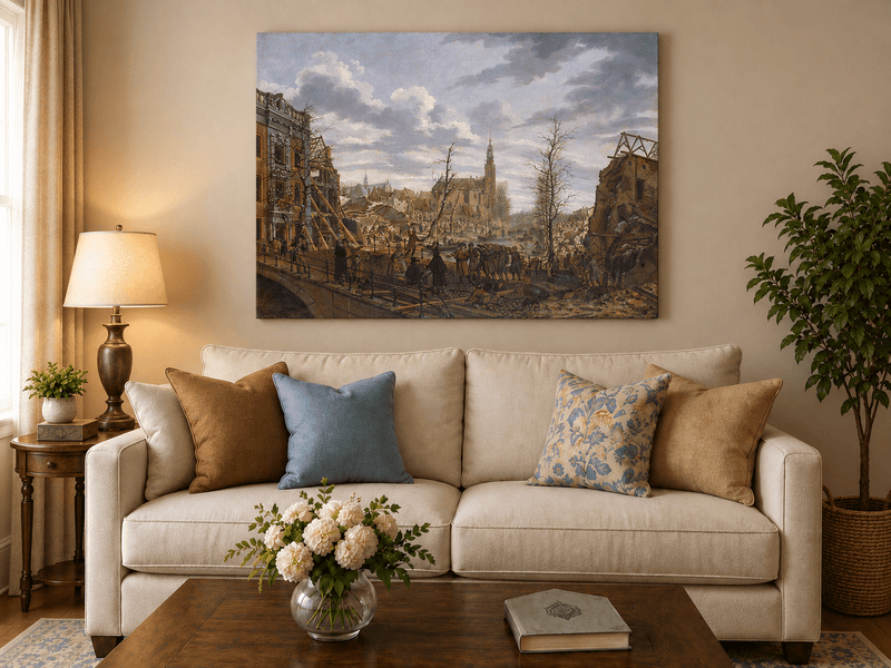 Landscape Oil Painting - Historic City Ruins with Figures