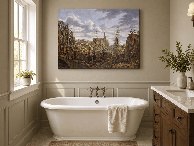 Landscape Oil Painting - Historic City Ruins with Figures