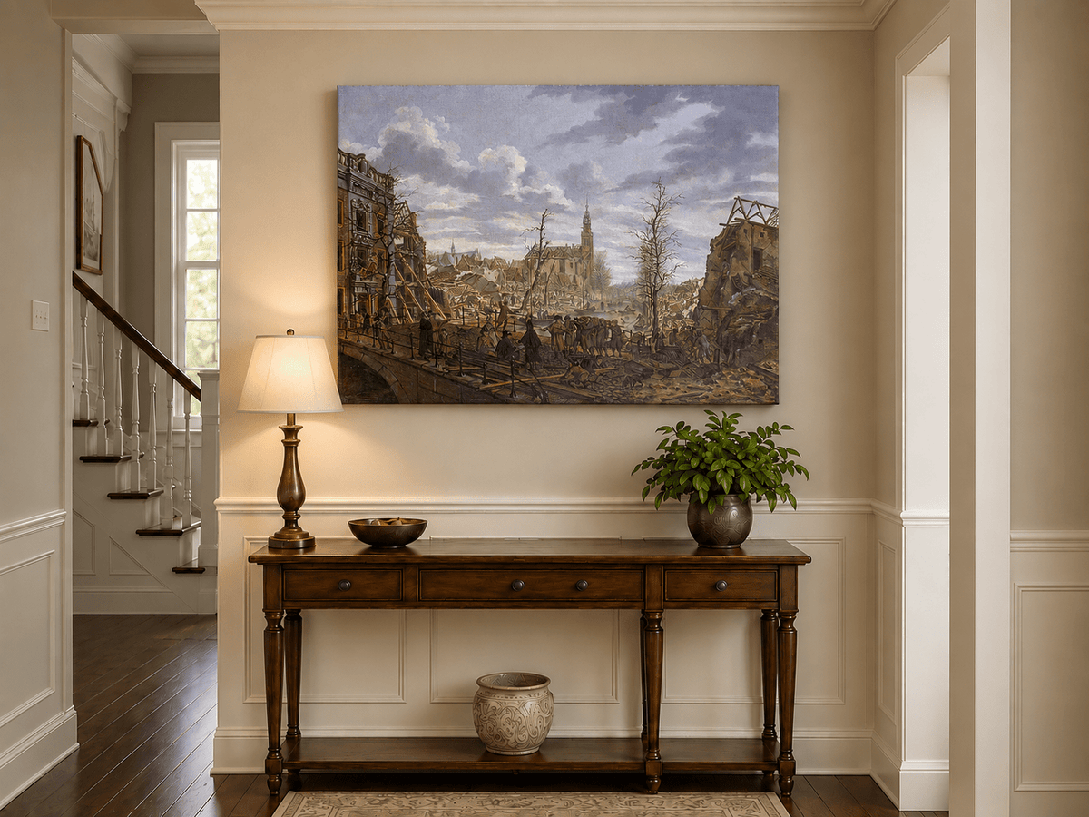 Landscape Oil Painting - Historic City Ruins with Figures