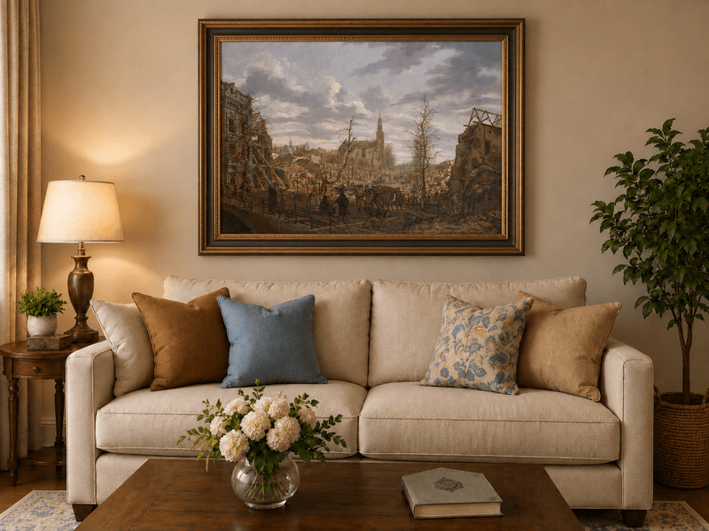 Landscape Oil Painting - Historic City Ruins with Figures