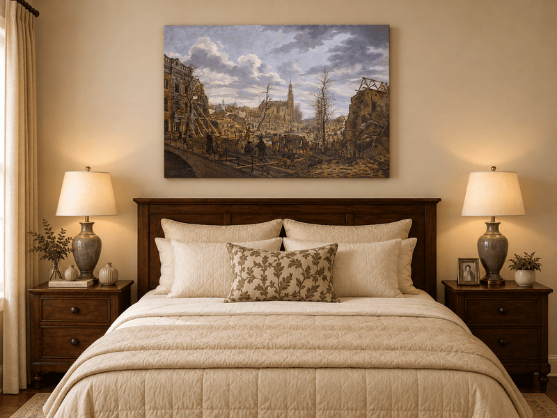 Landscape Oil Painting - Historic City Ruins with Figures