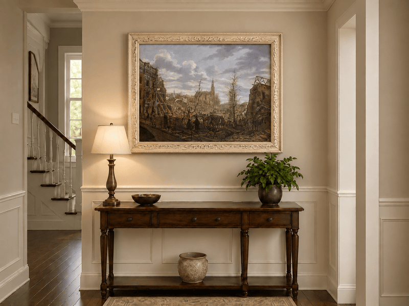 Landscape Oil Painting - Historic City Ruins with Figures