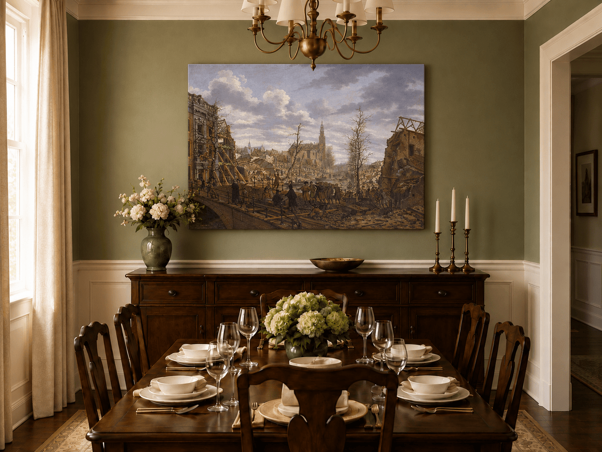Landscape Oil Painting - Historic City Ruins with Figures