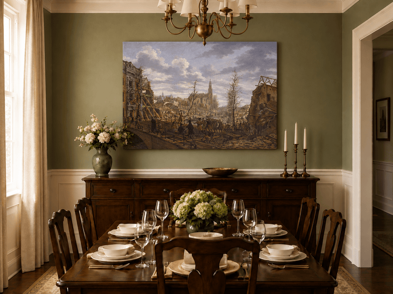Landscape Oil Painting - Historic City Ruins with Figures