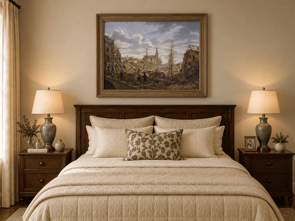 Landscape Oil Painting - Historic City Ruins with Figures