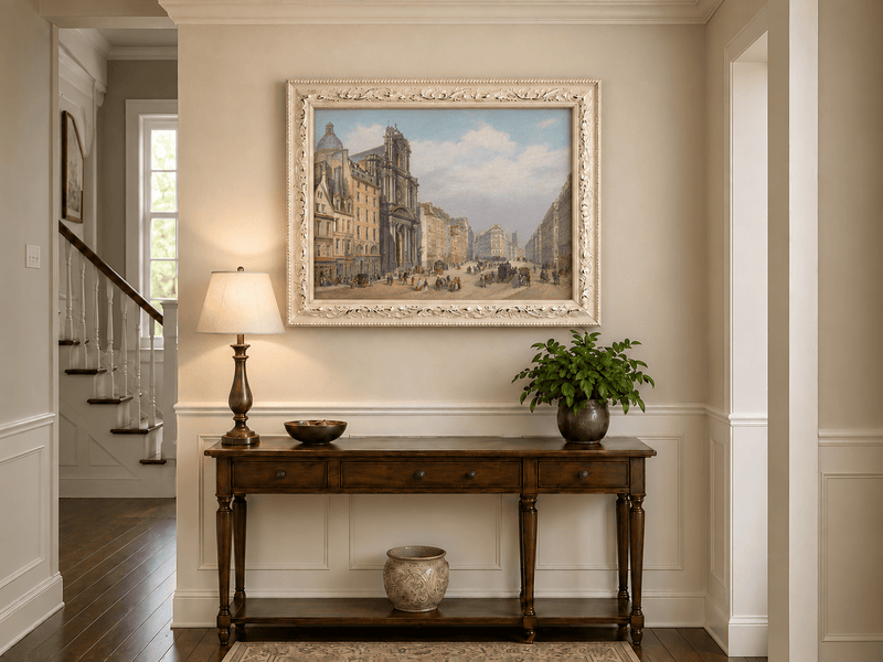 Landscape Oil Painting - Historic European City Stree