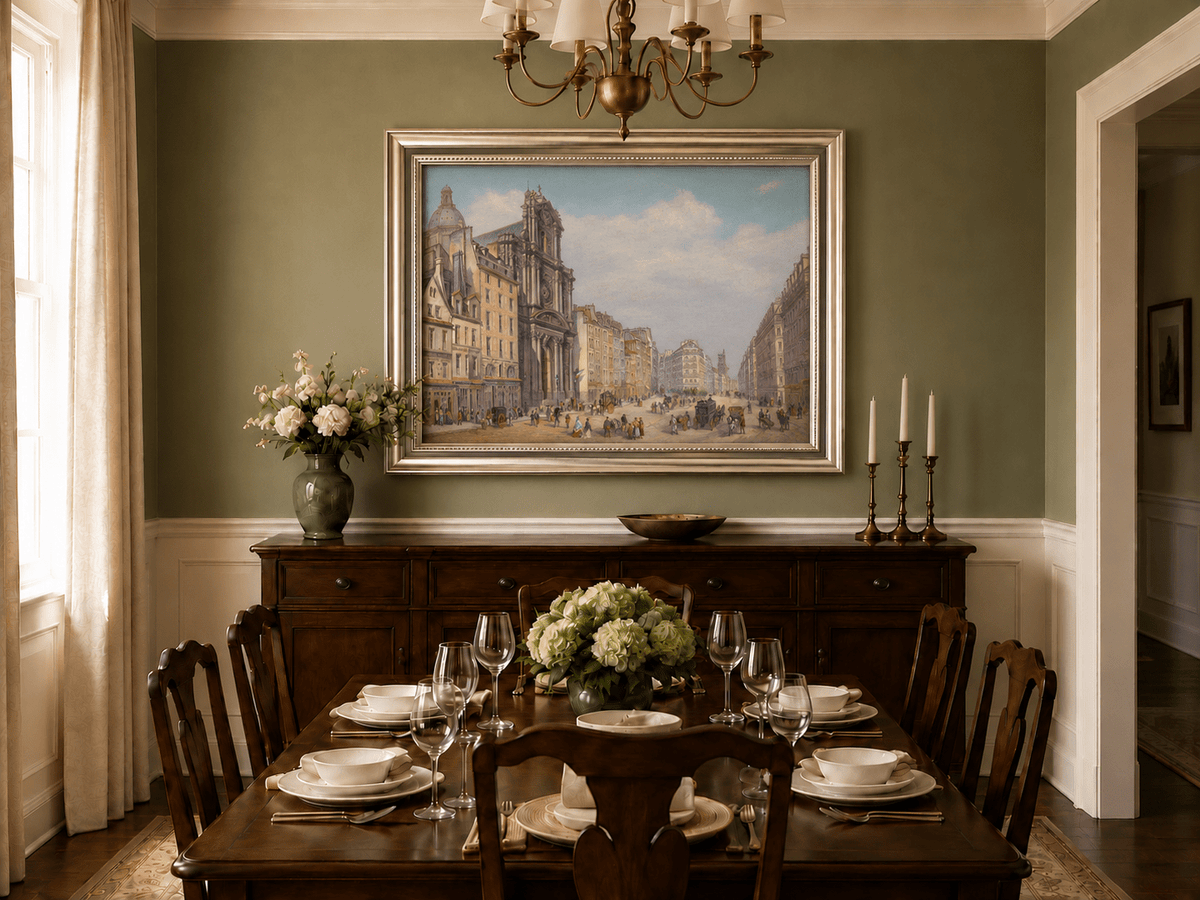 Landscape Oil Painting - Historic European City Stree
