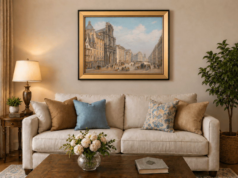Landscape Oil Painting - Historic European City Stree