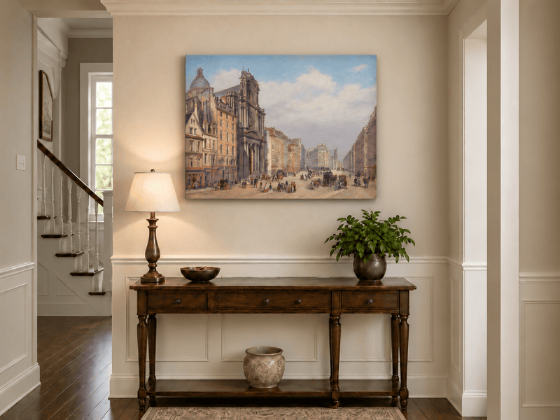 Landscape Oil Painting - Historic European City Stree