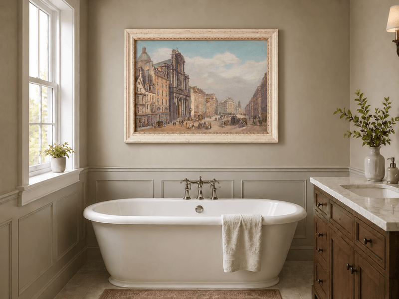 Landscape Oil Painting - Historic European City Stree