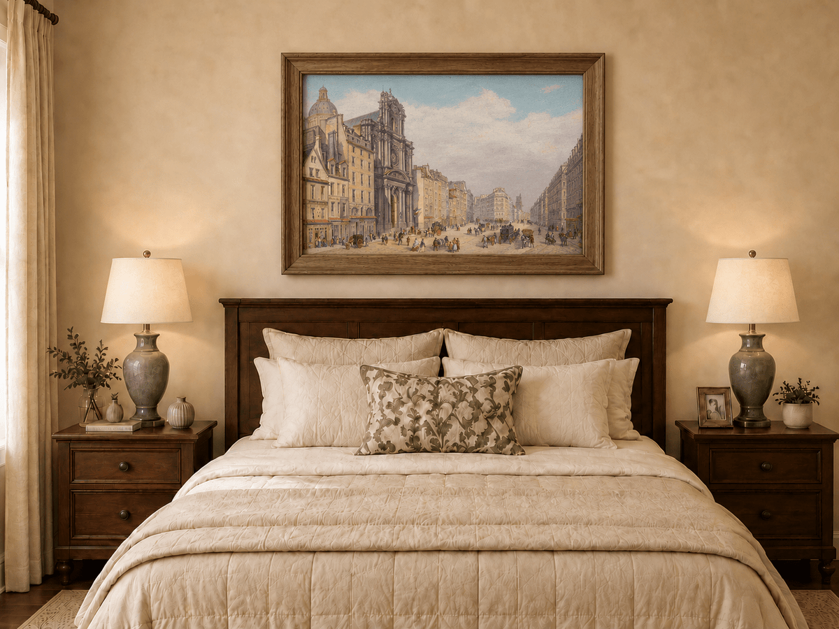 Landscape Oil Painting - Historic European City Stree