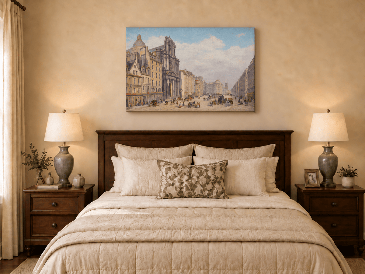 Landscape Oil Painting - Historic European City Stree