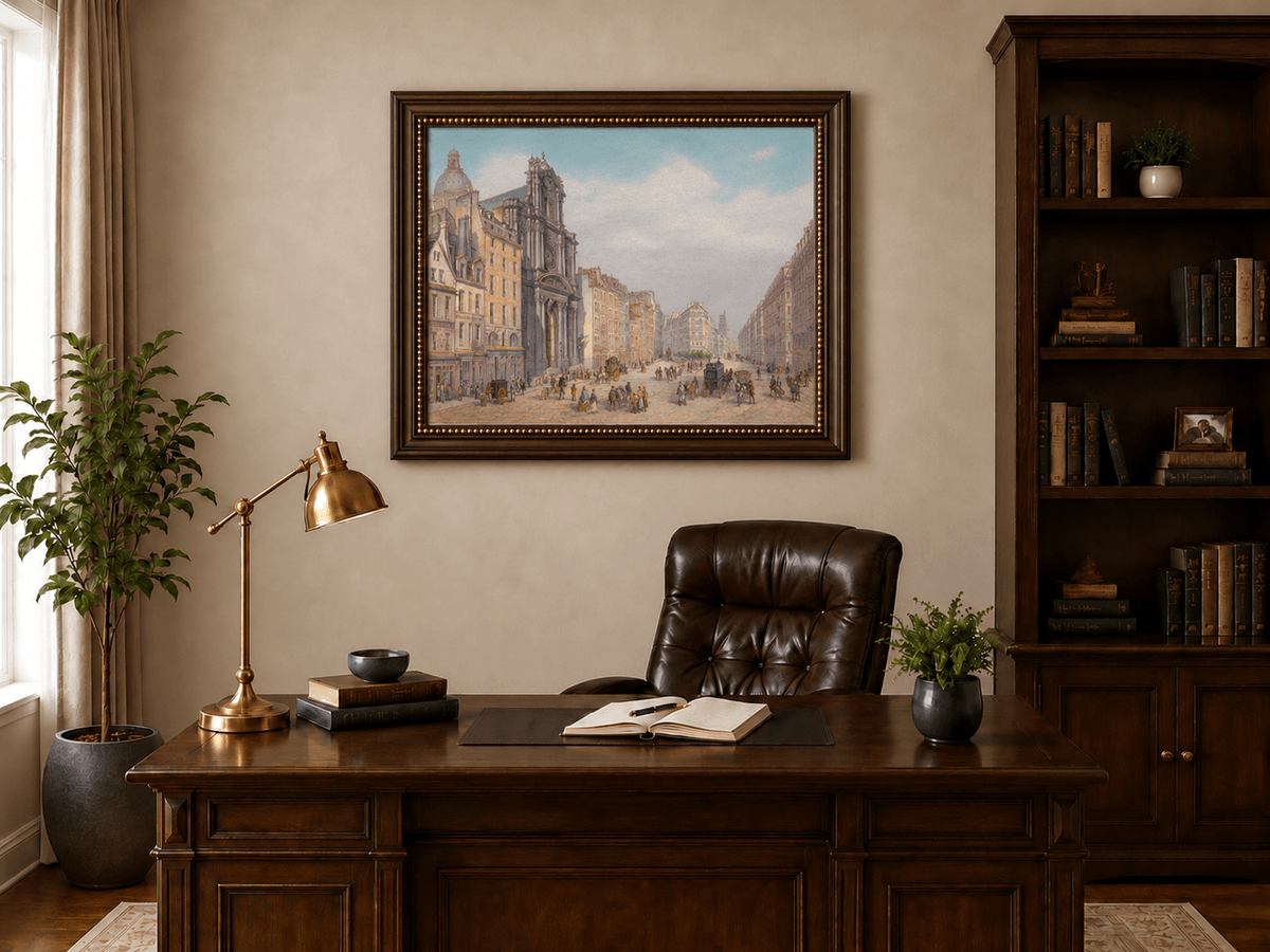 Landscape Oil Painting - Historic European City Stree