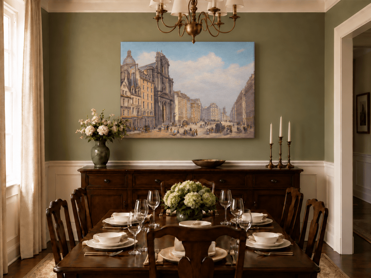 Landscape Oil Painting - Historic European City Stree