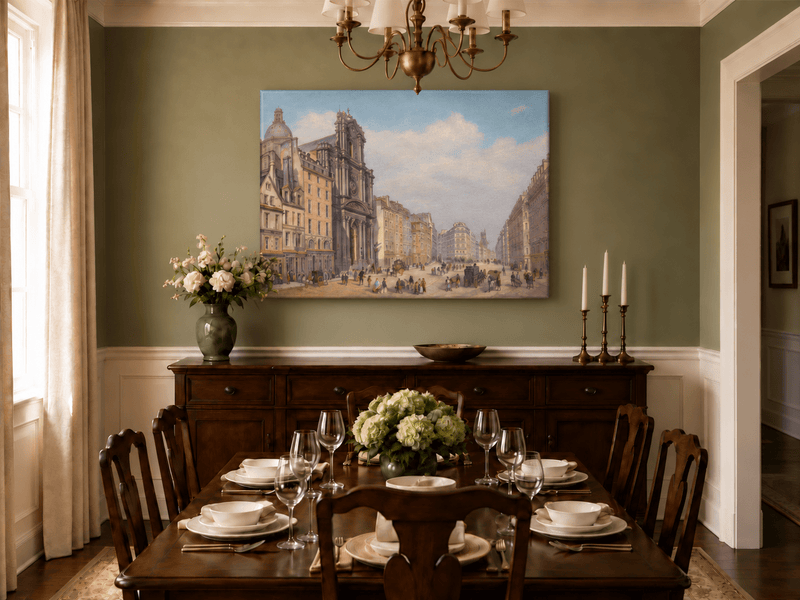 Landscape Oil Painting - Historic European City Stree
