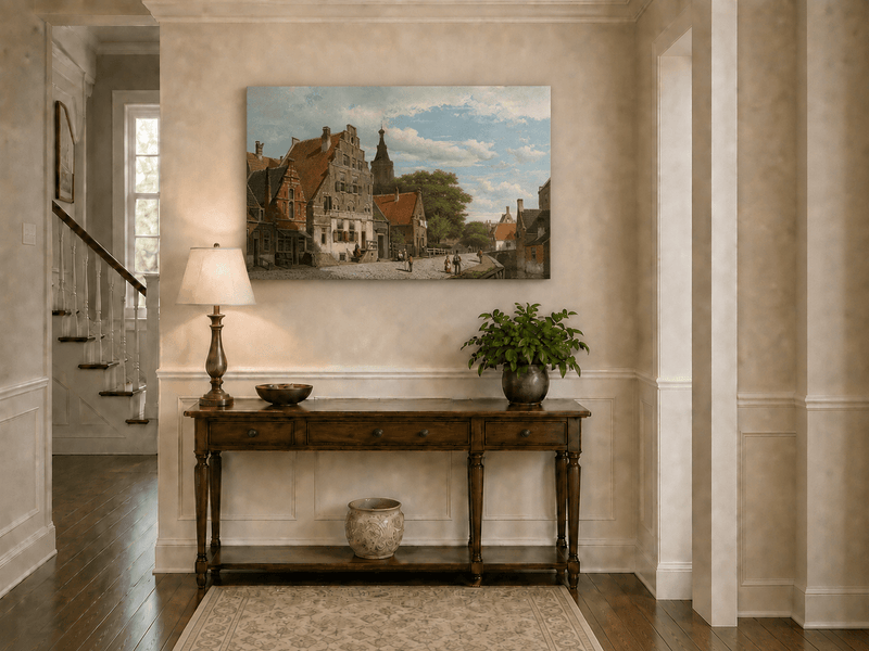 Landscape Oil Painting - Historic European Town Street