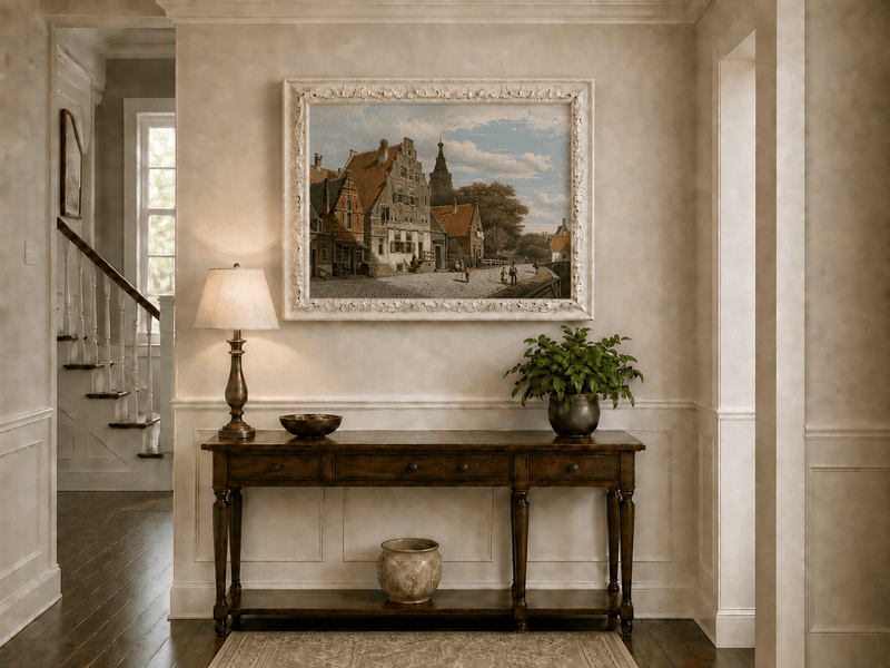 Landscape Oil Painting - Historic European Town Street