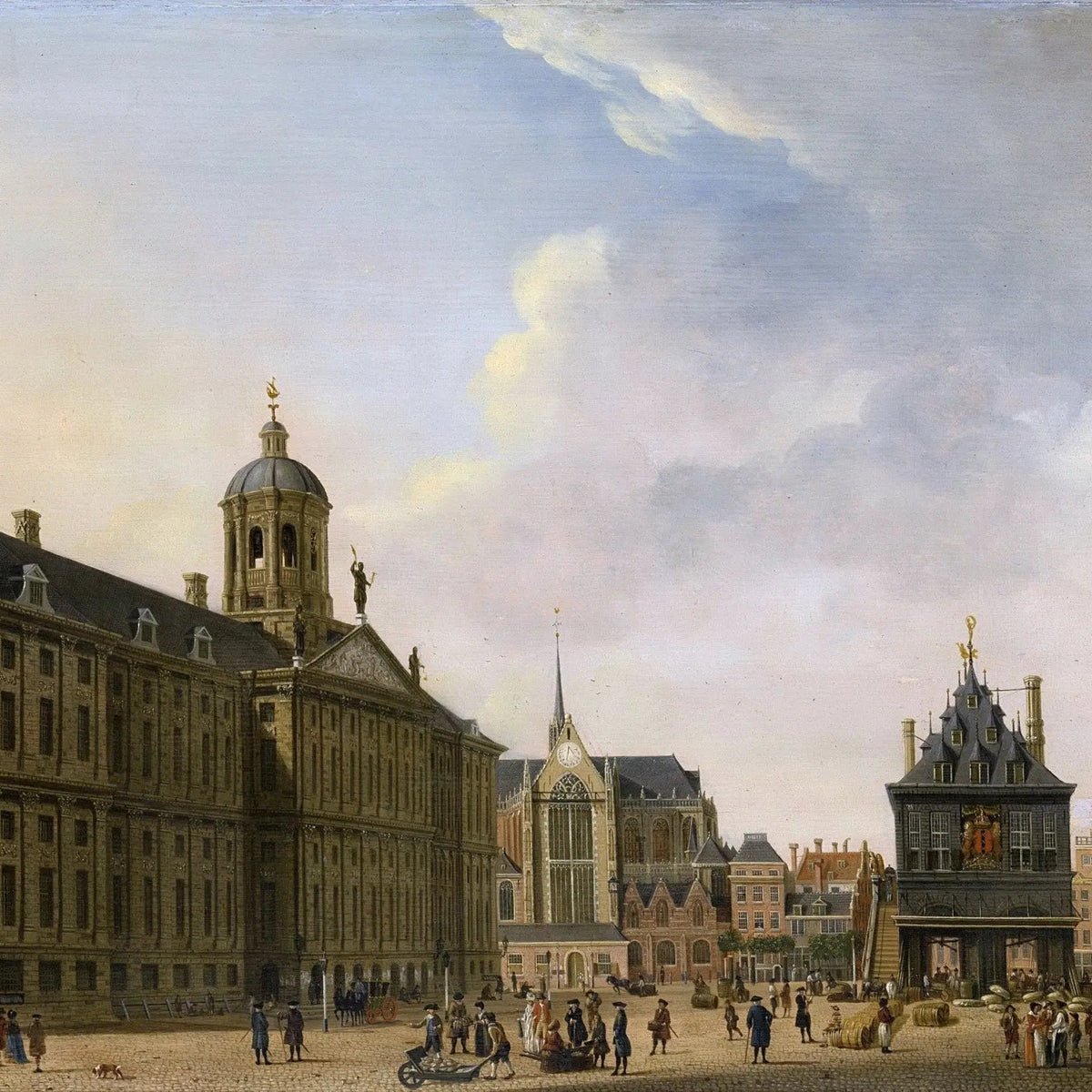 Landscape Oil Painting: Historic Square with Figures - Oil Painting Haven