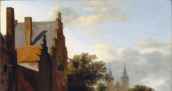 Landscape Oil Painting - Historic Town Street with Church Spires - Oil Painting Haven