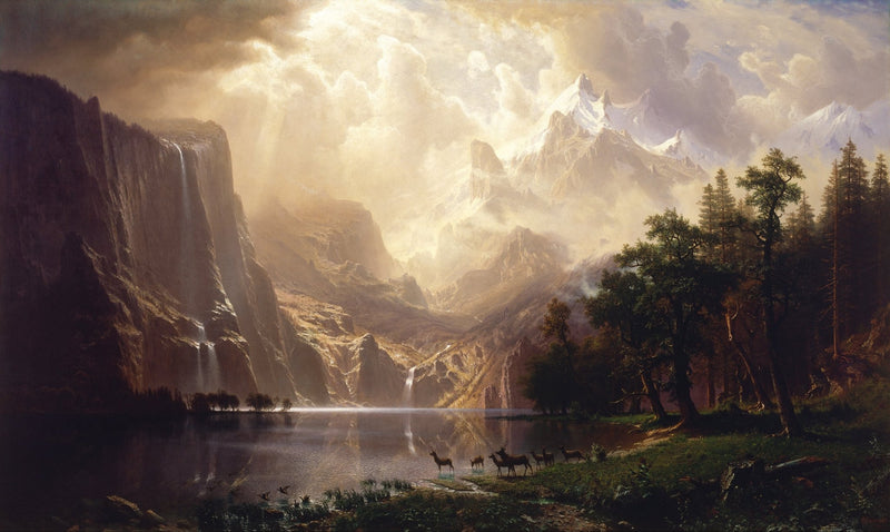 Landscape Oil Painting - Holy Light Over Mountain by Stream Wall Art - Oil Painting Haven