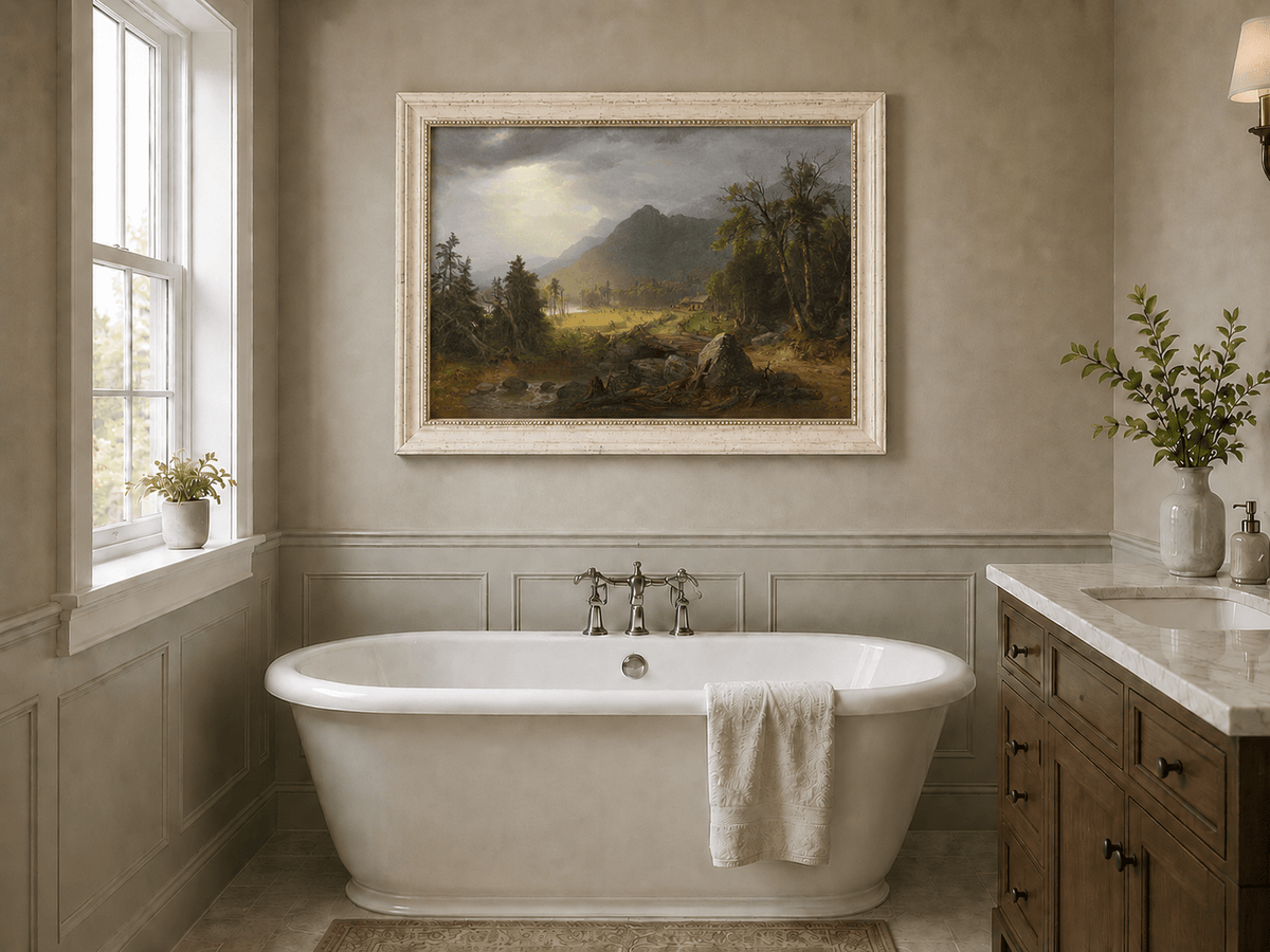 Landscape Oil Painting - Hudson River School Mountain