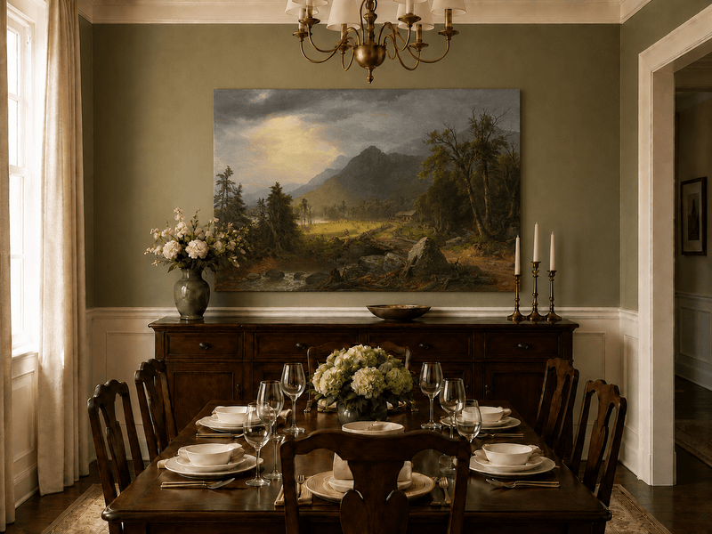 Landscape Oil Painting - Hudson River School Mountain