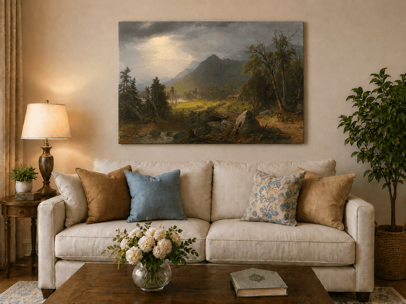 Landscape Oil Painting - Hudson River School Mountain