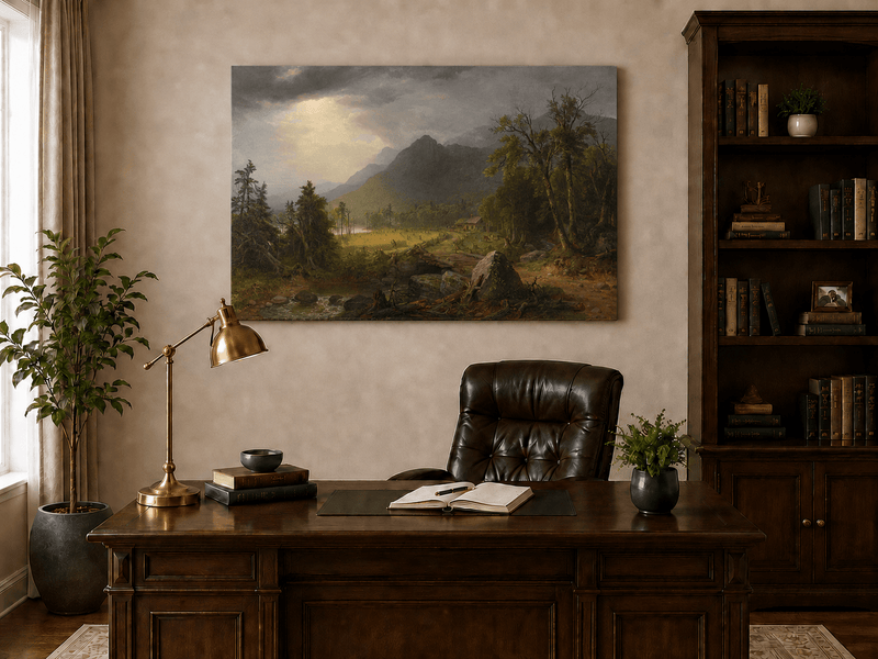 Landscape Oil Painting - Hudson River School Mountain