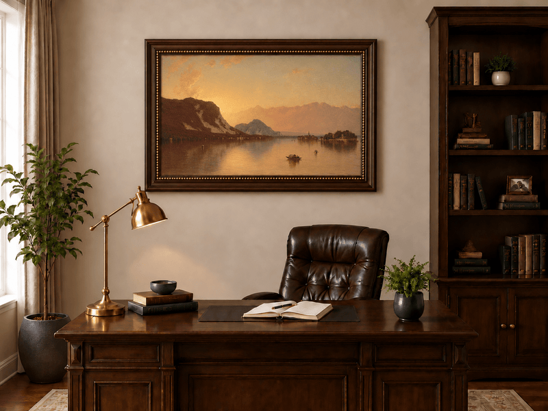 Landscape Oil Painting - Isola Bella on Lago Maggiore at Sunset