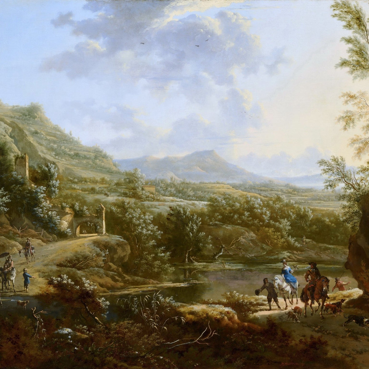 Landscape Oil Painting - Italian Countryside with Figures - Oil Painting Haven