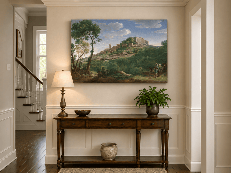 Landscape Oil Painting - Italian Hill Town Scenic View
