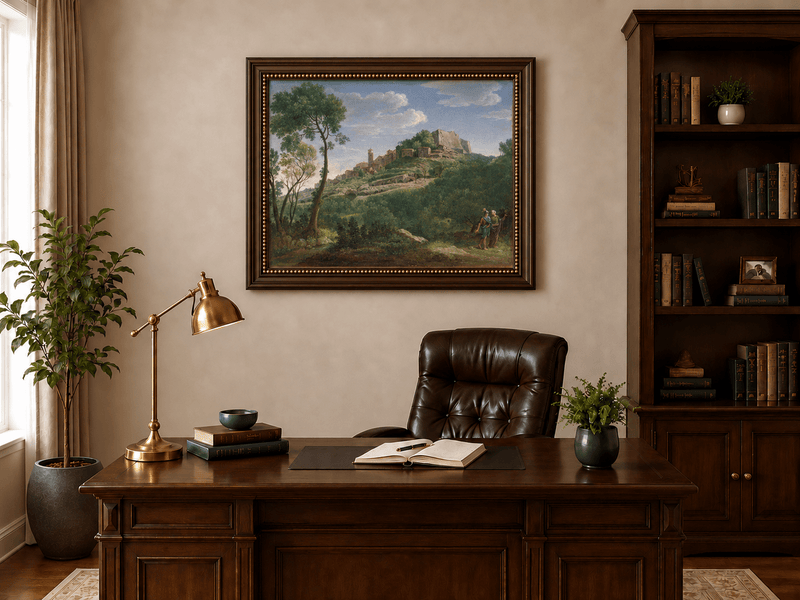 Landscape Oil Painting - Italian Hill Town Scenic View