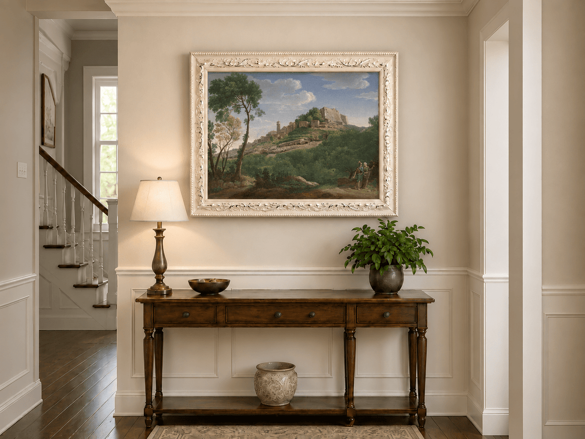 Landscape Oil Painting - Italian Hill Town Scenic View