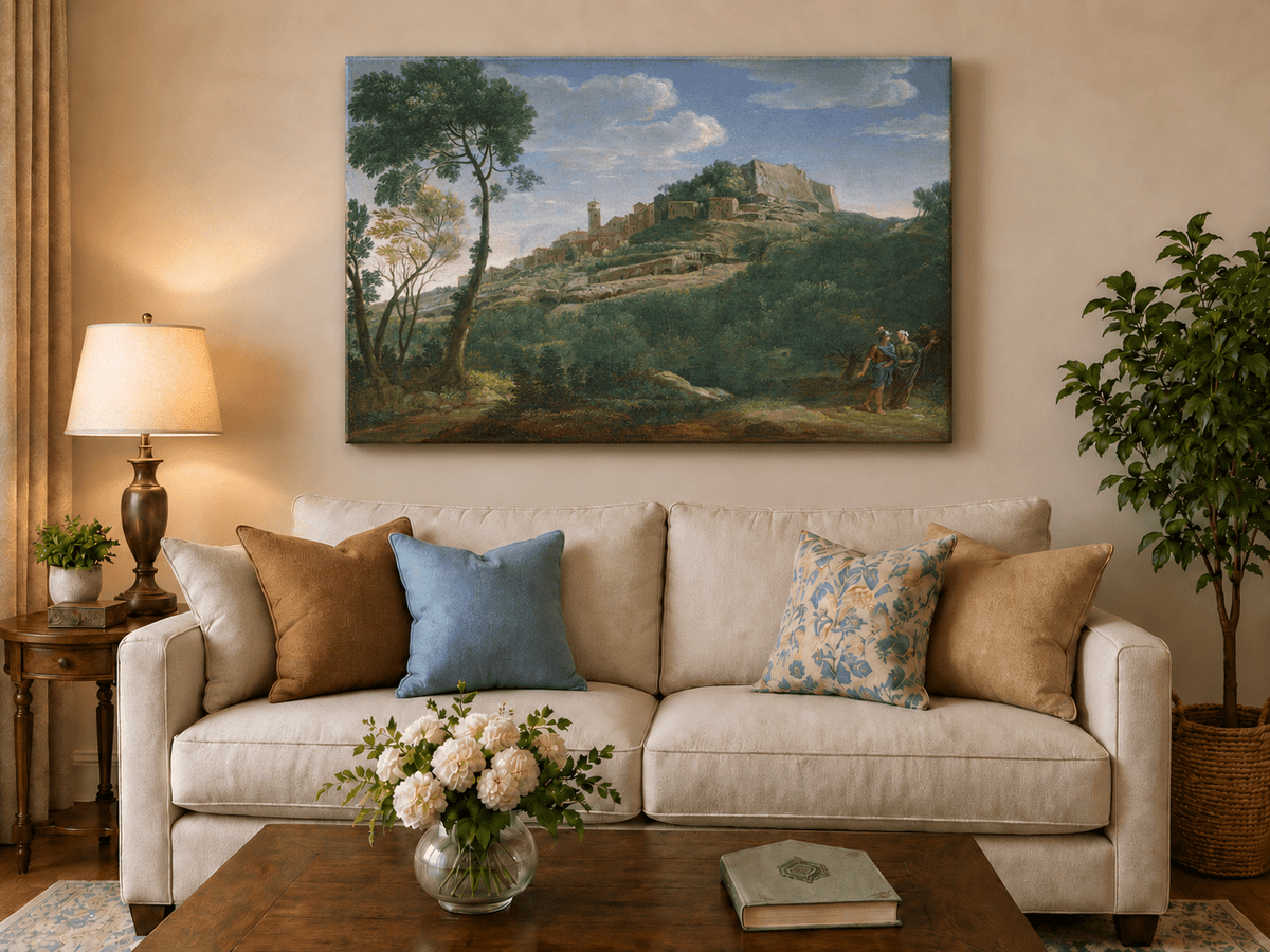 Landscape Oil Painting - Italian Hill Town Scenic View