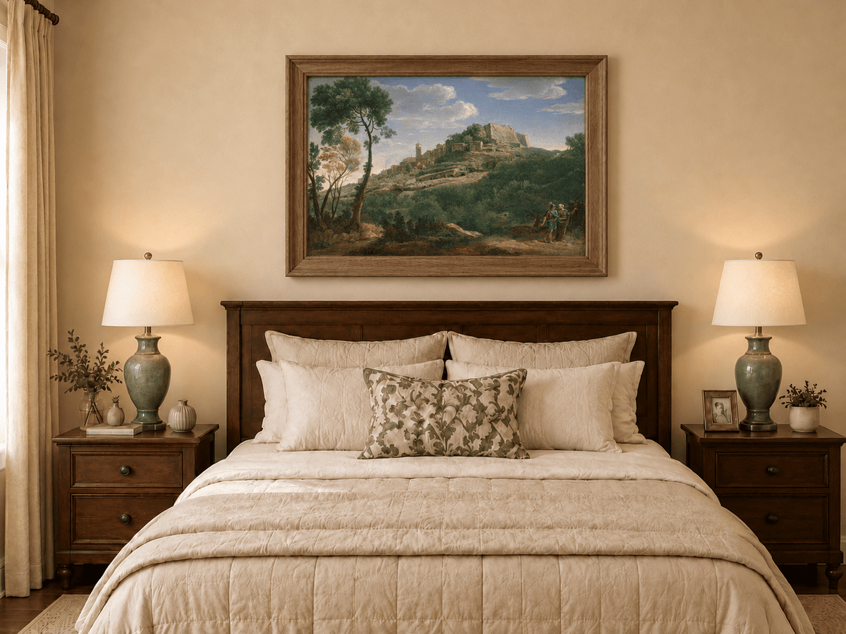 Landscape Oil Painting - Italian Hill Town Scenic View