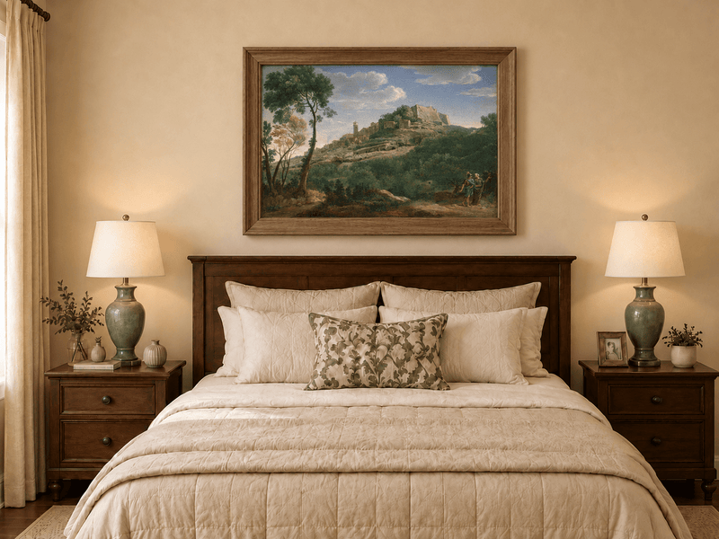 Landscape Oil Painting - Italian Hill Town Scenic View
