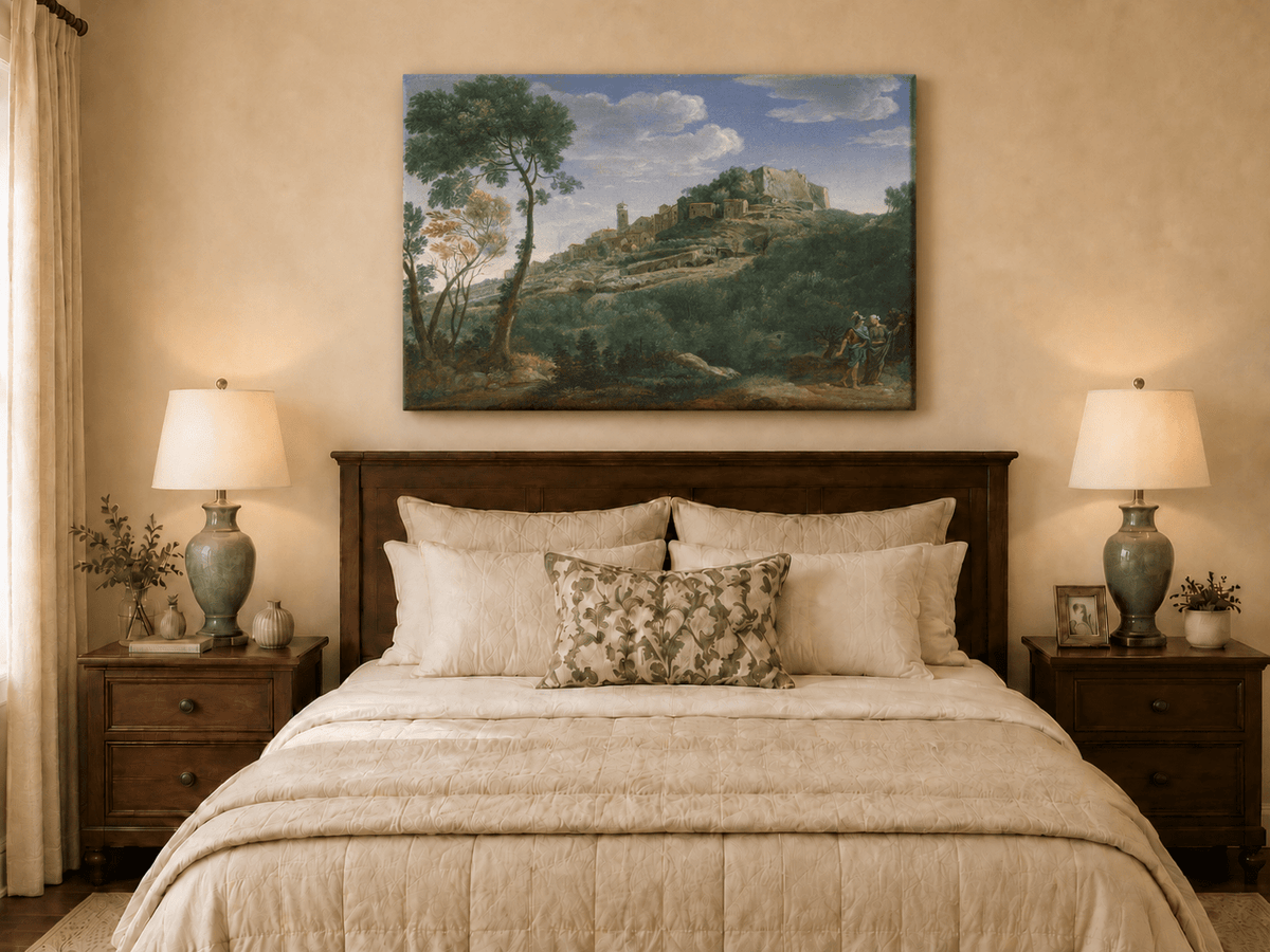 Landscape Oil Painting - Italian Hill Town Scenic View