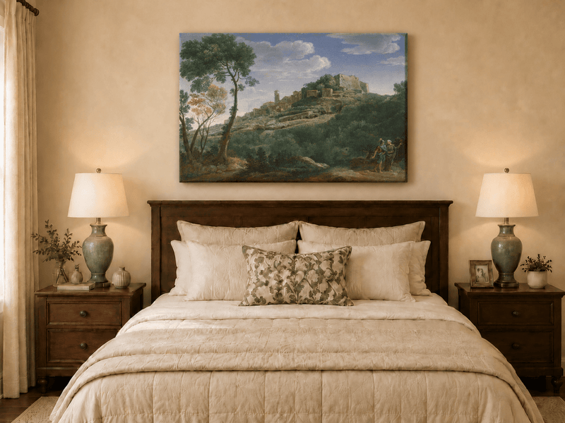 Landscape Oil Painting - Italian Hill Town Scenic View