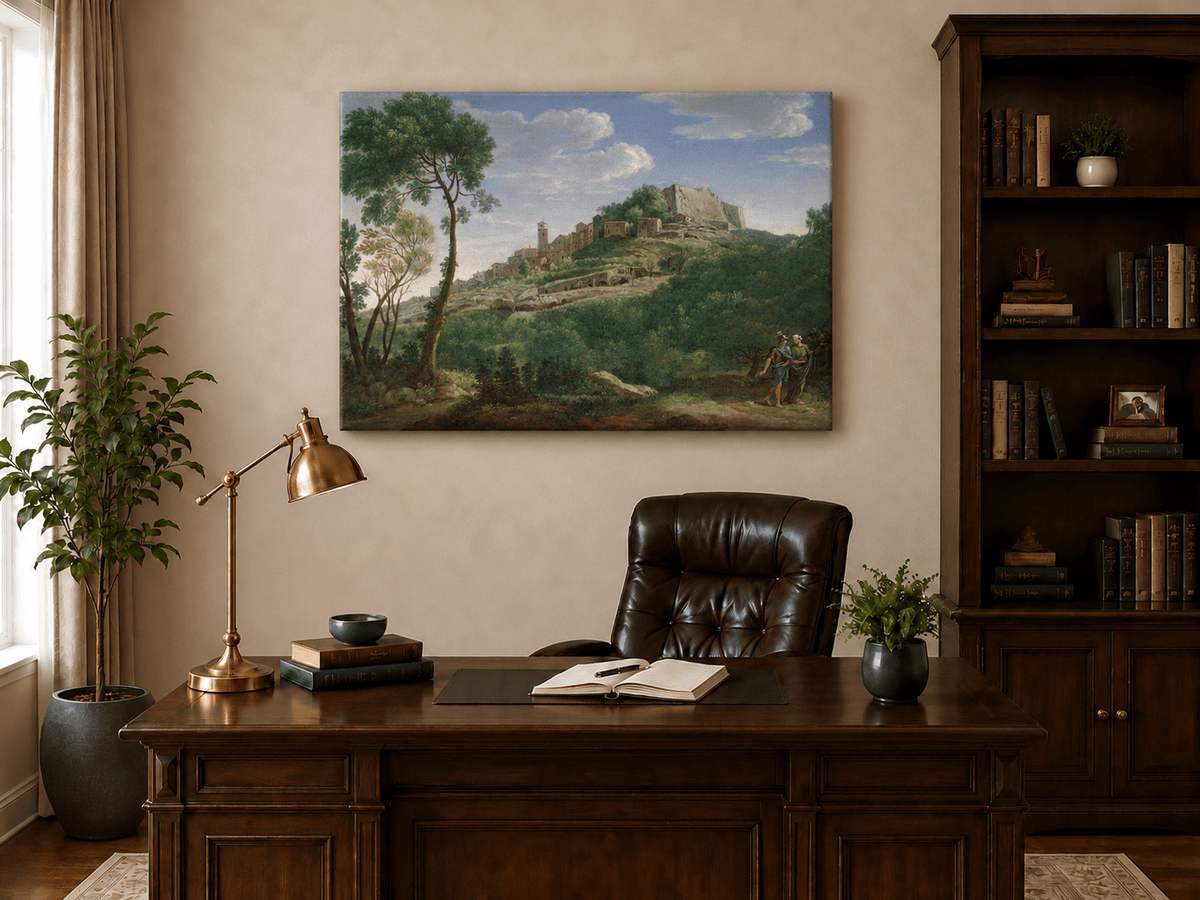 Landscape Oil Painting - Italian Hill Town Scenic View