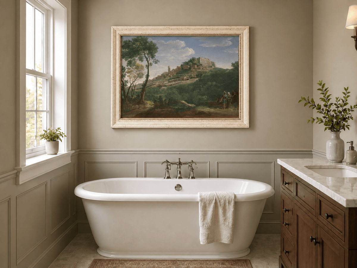 Landscape Oil Painting - Italian Hill Town Scenic View