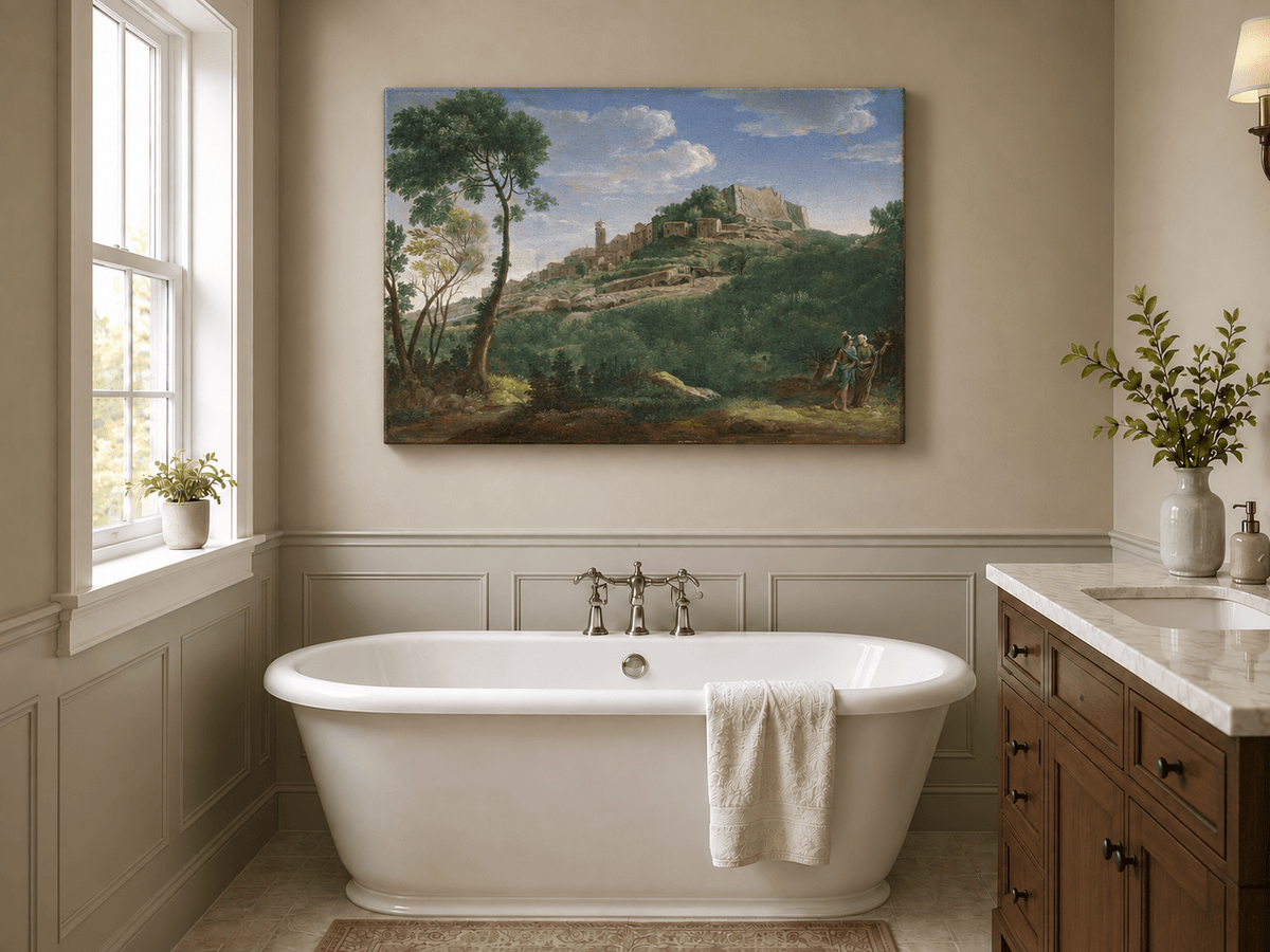 Landscape Oil Painting - Italian Hill Town Scenic View