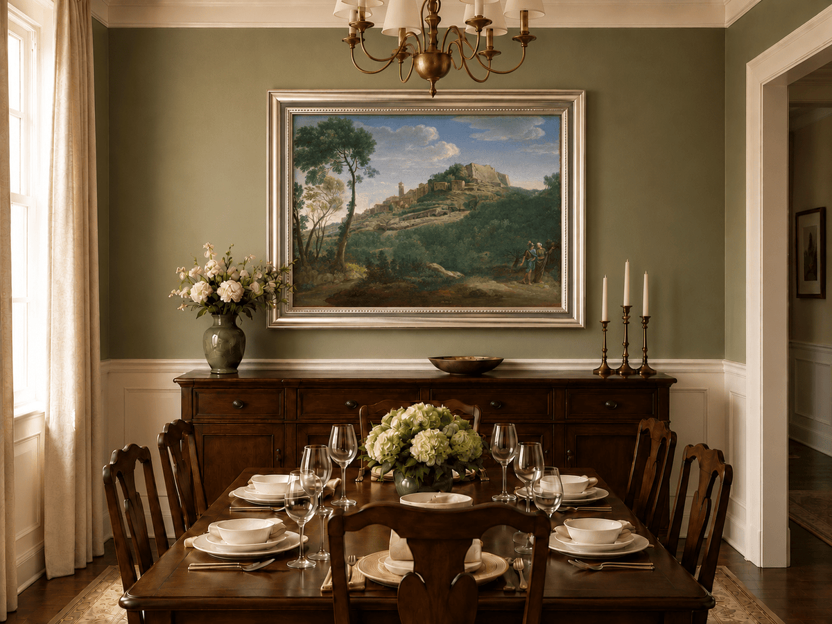 Landscape Oil Painting - Italian Hill Town Scenic View