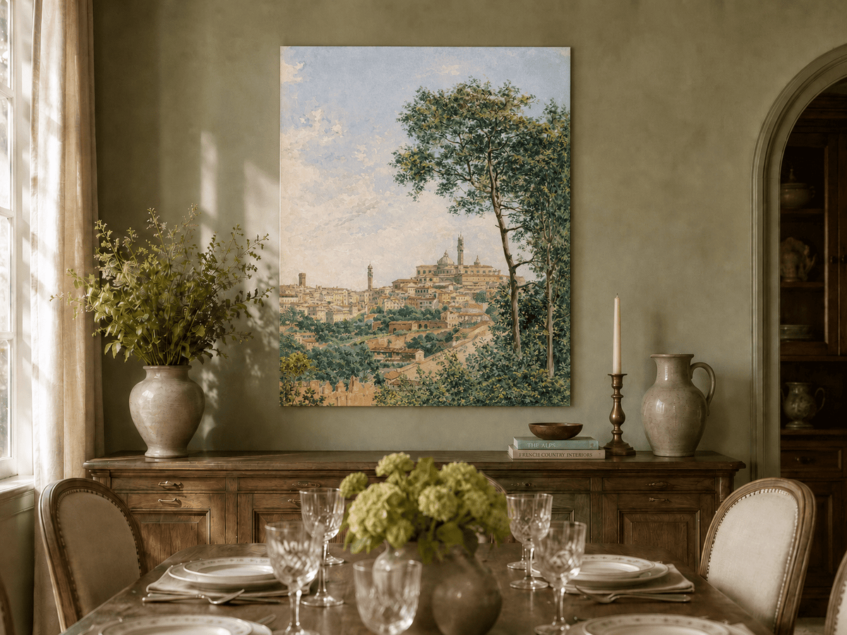 Peinture à l'huile de paysage - Rivière printanière avec pêcheur et arbres