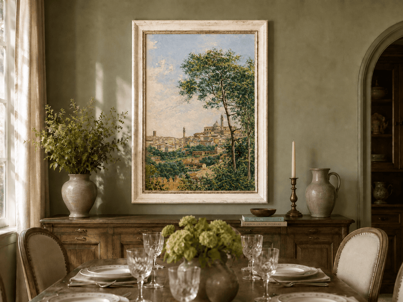 Peinture à l'huile de paysage - Rivière printanière avec pêcheur et arbres