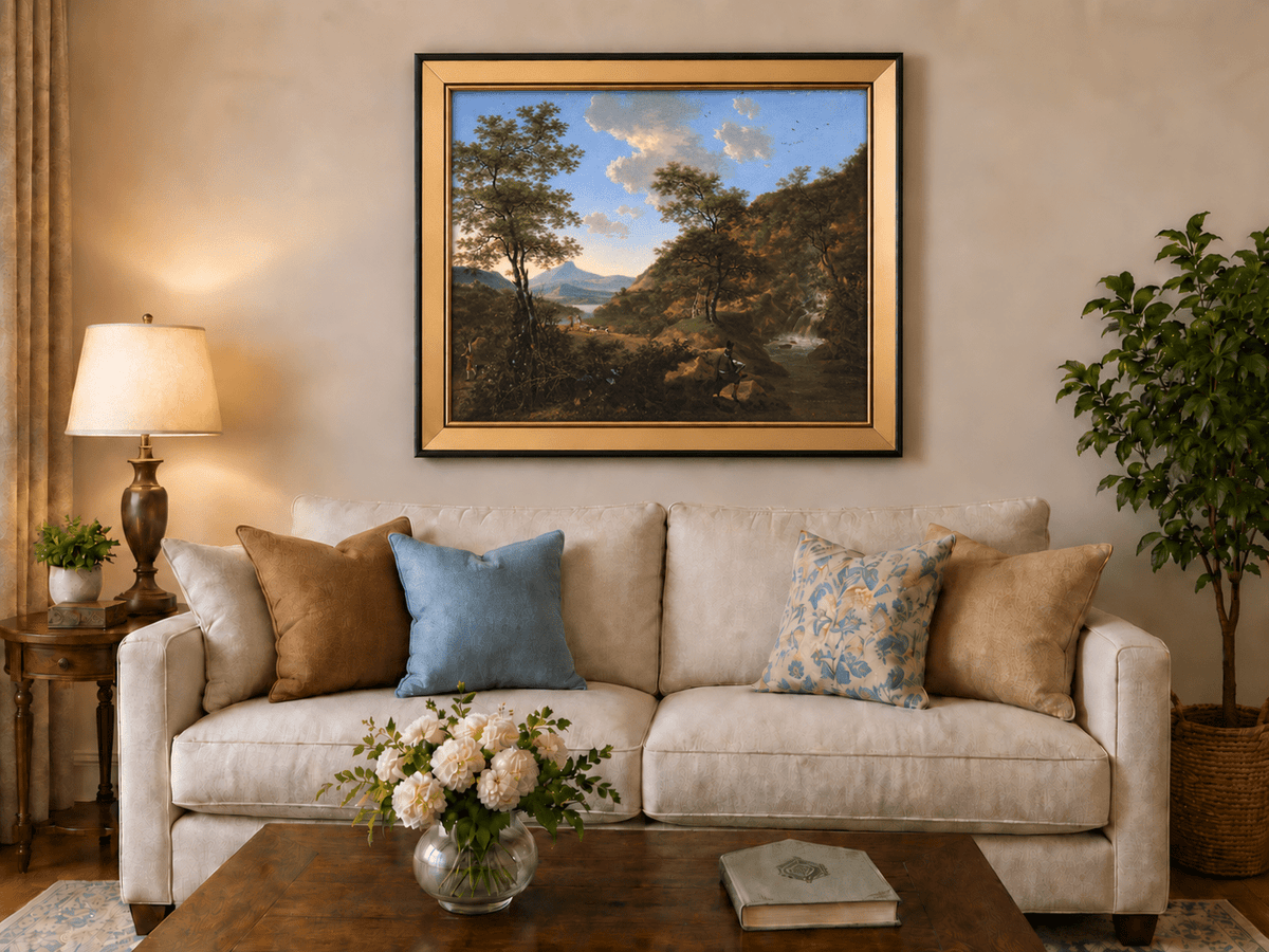 Landscape Oil Painting - Italian Landscape with Waterfall